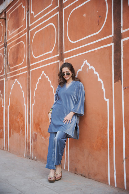 Grey Velvet Co-ord Set