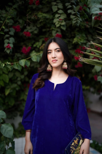 Royal Blue Velvet Co-ord Set