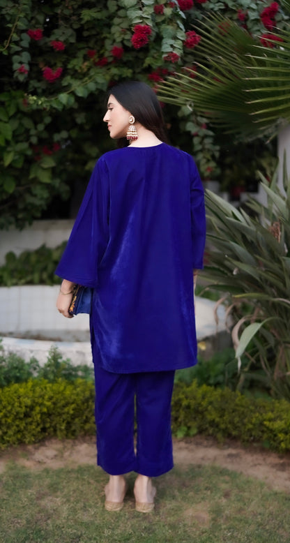 Royal Blue Velvet Co-ord Set